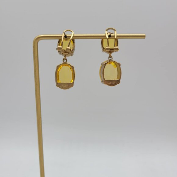 J Crew Citrine Colored Oval Crystal Earrings - Picture 3 of 7